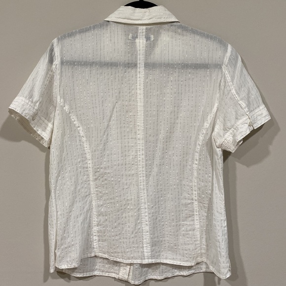 Crazy Horse by Liz Claiborne white button down cotton blouse - Picture 6 of 10